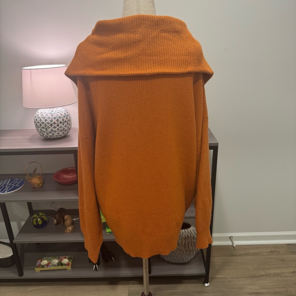 Massimo Dutti Burnt Orange Wool Blend Cowl Neck Sweater – M/L | Made in Spain - Picture 5 of 10